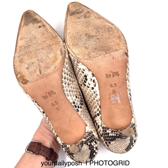 Coach snake print leather Grand gray and black heels pumps US 8.5 - Picture 9 of 11